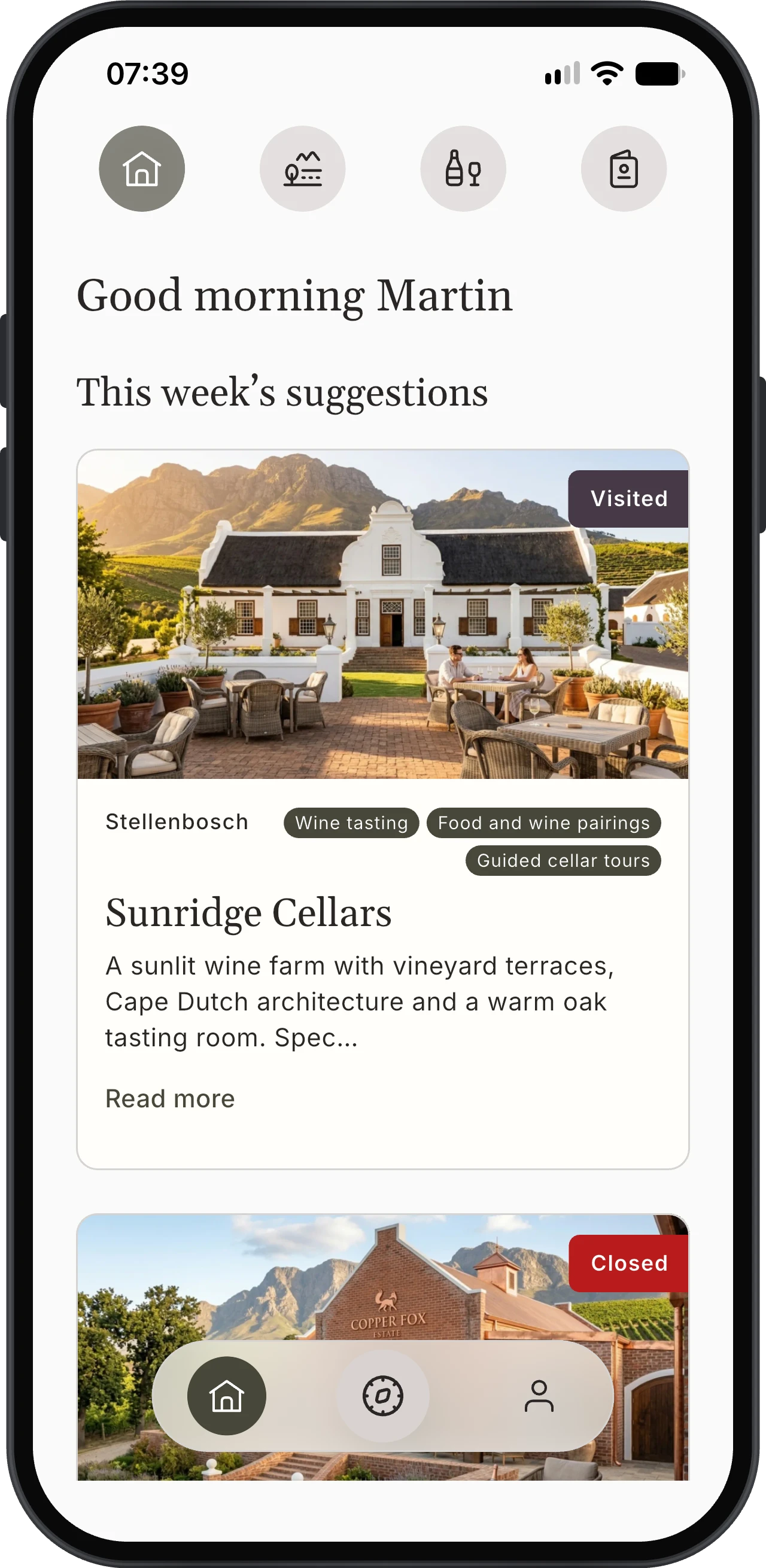 Korkage Home with this week’s venue suggestions, amenities and visit badges