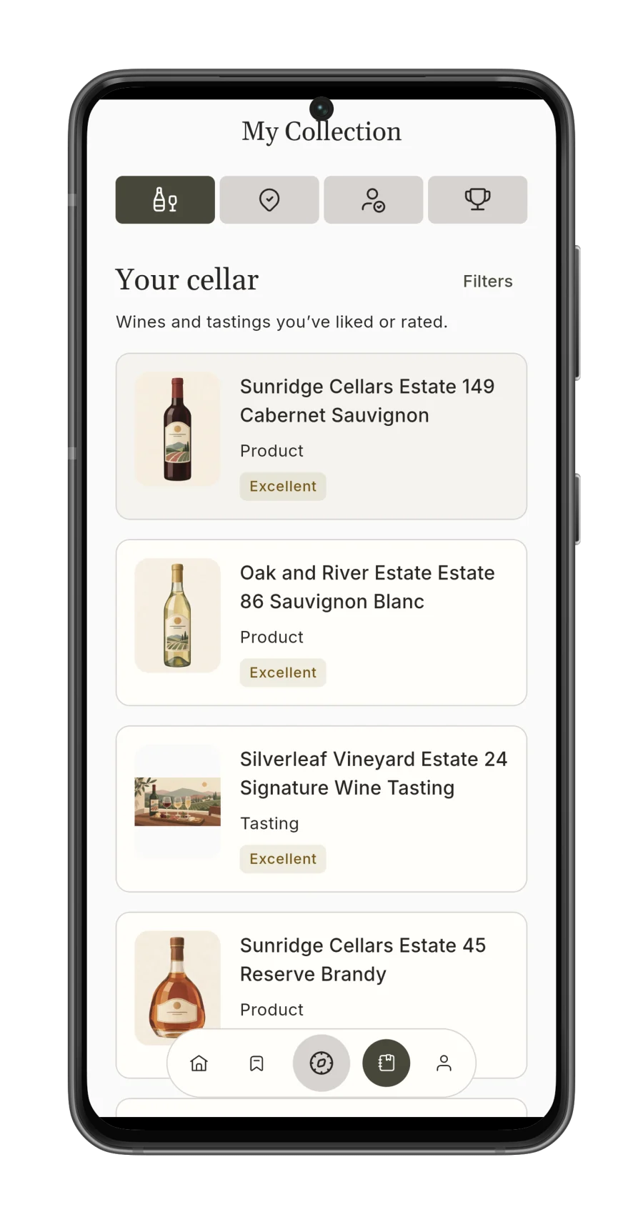 Korkage Your Cellar with saved and rated wines, spirits and tastings on Android